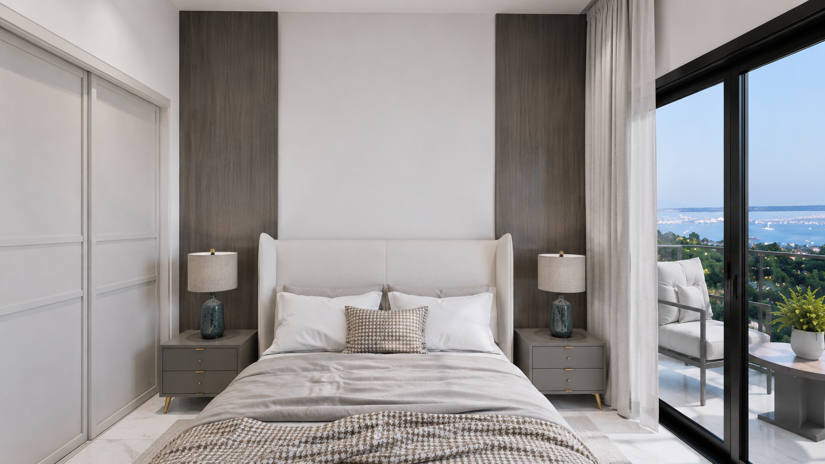 The Summit penthouse master bedroom, daytime